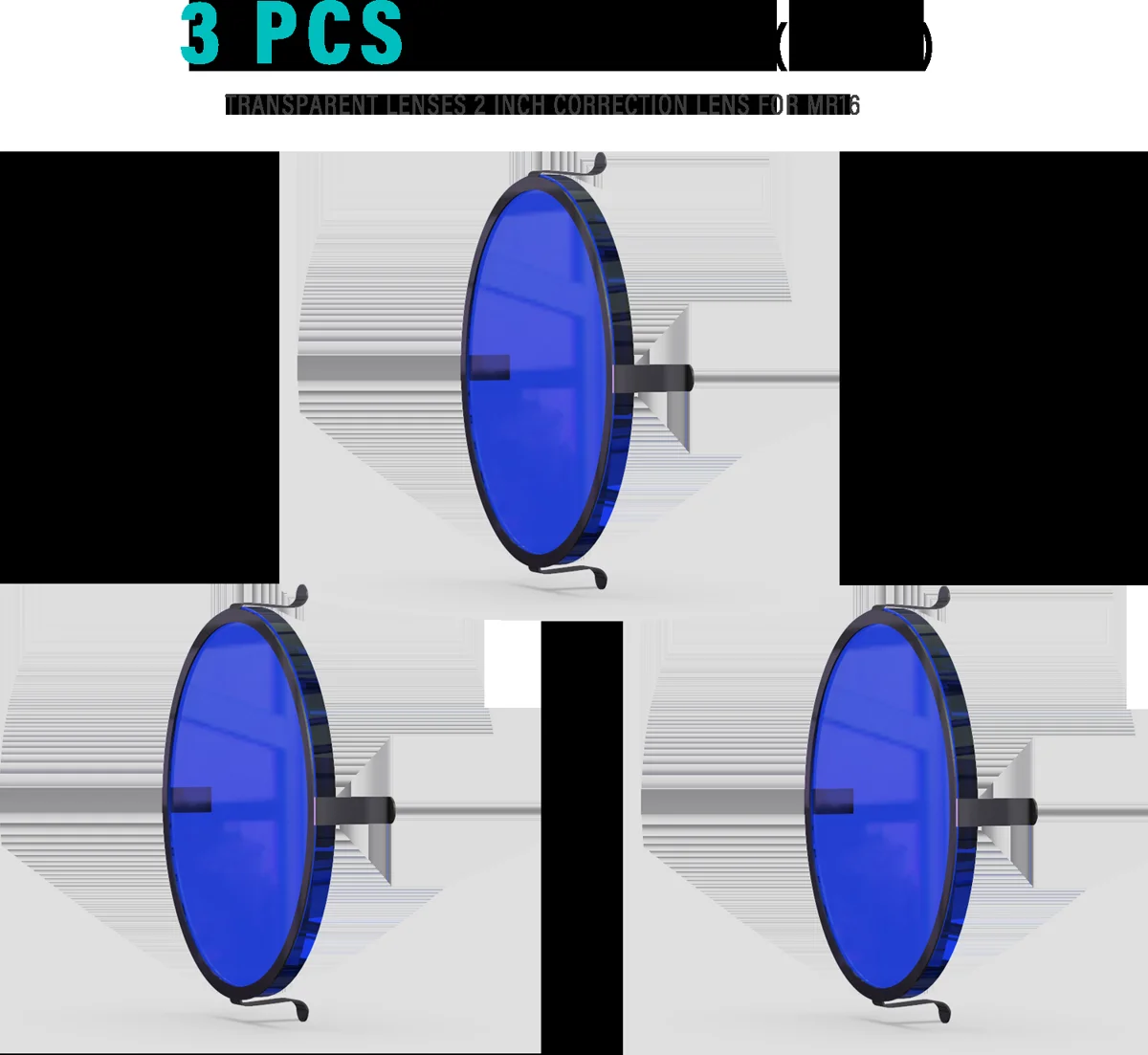 Blue Color Lenses with Metal Clip Transparent Glass Filter for MR16 Bulbs Spotlight